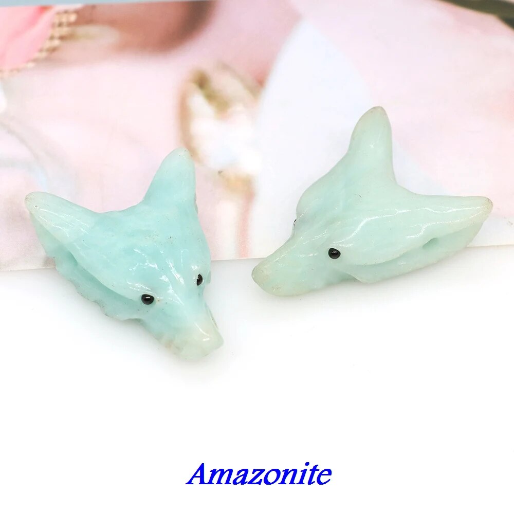 1.4" Wolf Head Pendant Natural Stone Accessories DIY Handcrafts Healing Crystal Carved Animal Statue Jewelry Necklace Craft Gift