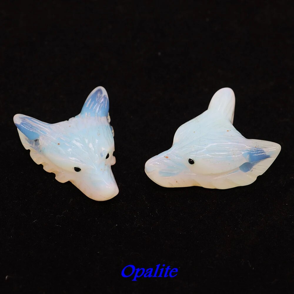 1.4" Wolf Head Pendant Natural Stone Accessories DIY Handcrafts Healing Crystal Carved Animal Statue Jewelry Necklace Craft Gift