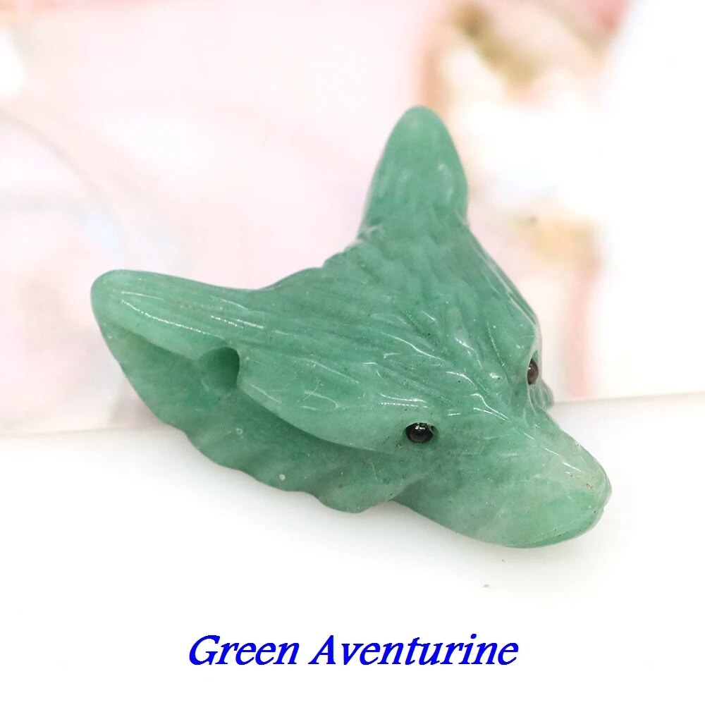 1.4" Wolf Head Pendant Natural Stone Accessories DIY Handcrafts Healing Crystal Carved Animal Statue Jewelry Necklace Craft Gift