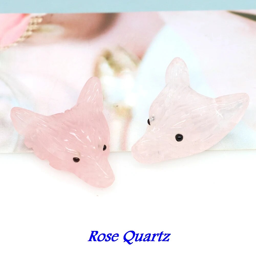 1.4" Wolf Head Pendant Natural Stone Accessories DIY Handcrafts Healing Crystal Carved Animal Statue Jewelry Necklace Craft Gift