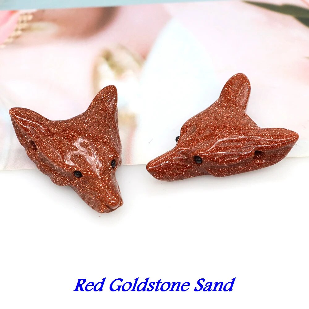 1.4" Wolf Head Pendant Natural Stone Accessories DIY Handcrafts Healing Crystal Carved Animal Statue Jewelry Necklace Craft Gift