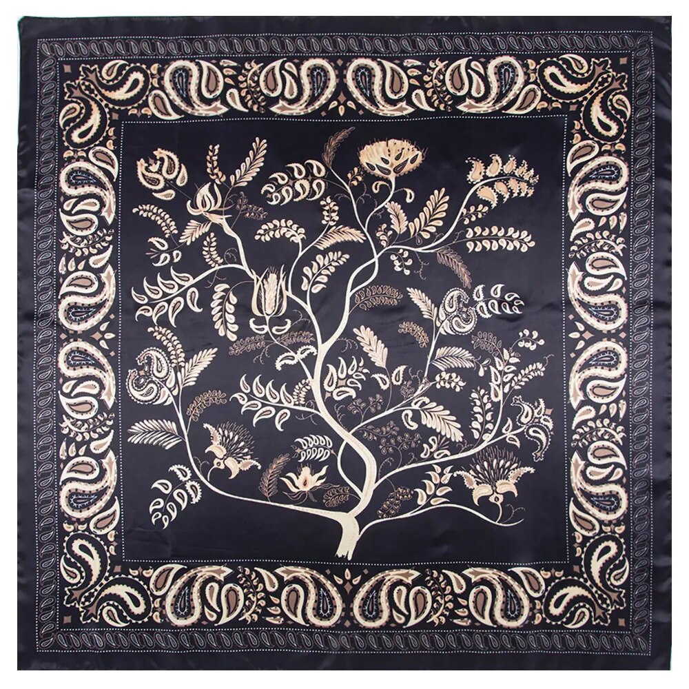 2021 Luxury Brand Fashion Lady Scarf 90cm * 90cm Bohemian Printed Tree Shaped Cashew Ms. All-match Silk Scarf Bib