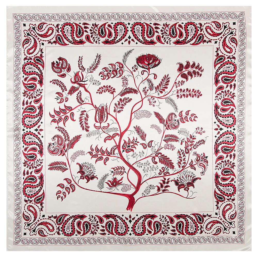 2021 Luxury Brand Fashion Lady Scarf 90cm * 90cm Bohemian Printed Tree Shaped Cashew Ms. All-match Silk Scarf Bib