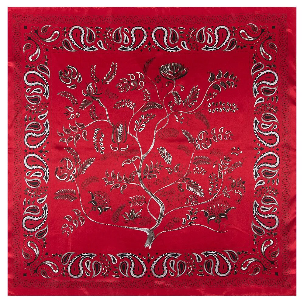 2021 Luxury Brand Fashion Lady Scarf 90cm * 90cm Bohemian Printed Tree Shaped Cashew Ms. All-match Silk Scarf Bib