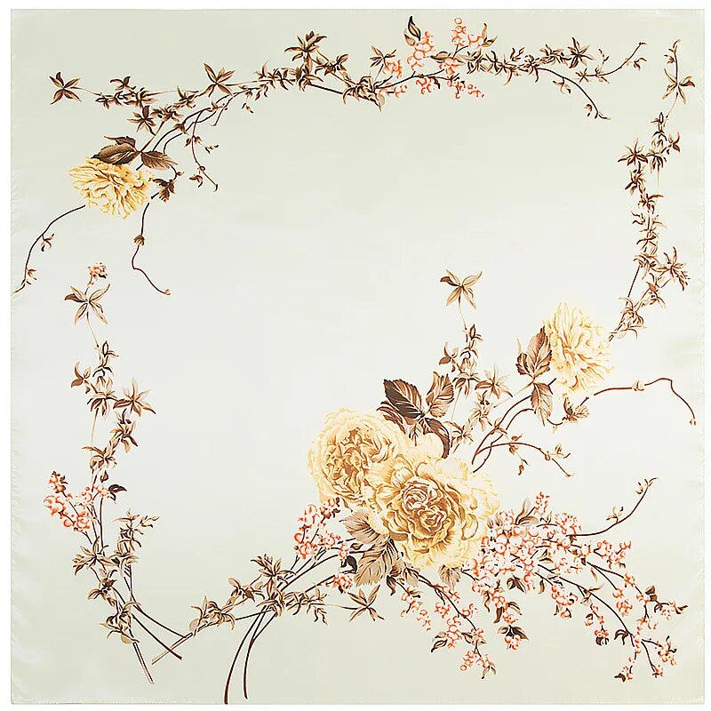 2021 Luxury Brand Fashion Lady Scarf 90cm * 90cm Bohemian Printed Tree Shaped Cashew Ms. All-match Silk Scarf Bib