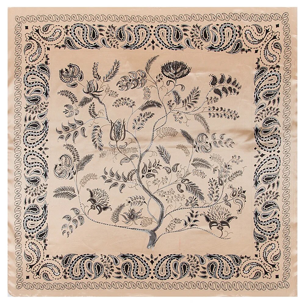 2021 Luxury Brand Fashion Lady Scarf 90cm * 90cm Bohemian Printed Tree Shaped Cashew Ms. All-match Silk Scarf Bib
