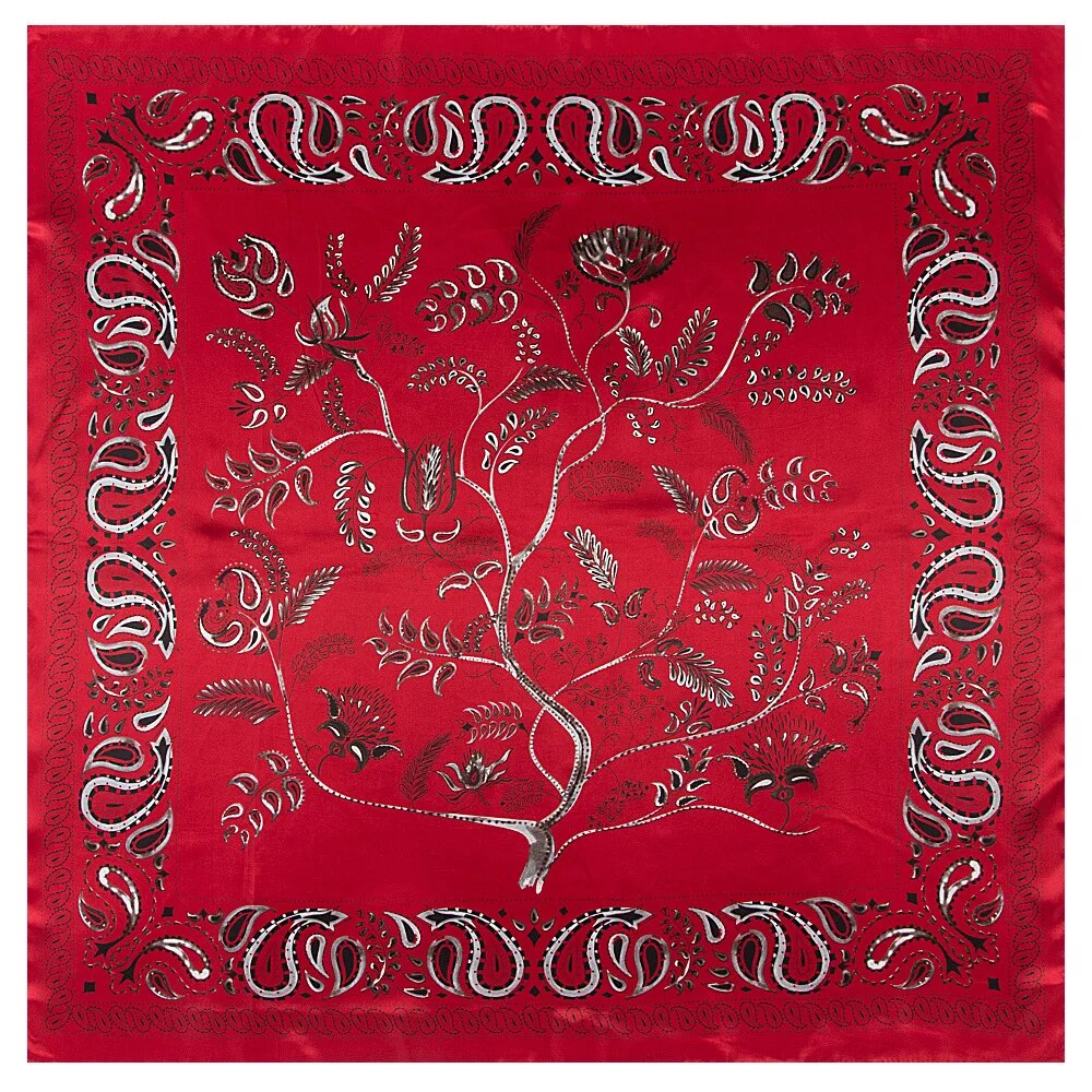 2021 Luxury Brand Fashion Lady Scarf 90cm * 90cm Bohemian Printed Tree Shaped Cashew Ms. All-match Silk Scarf Bib