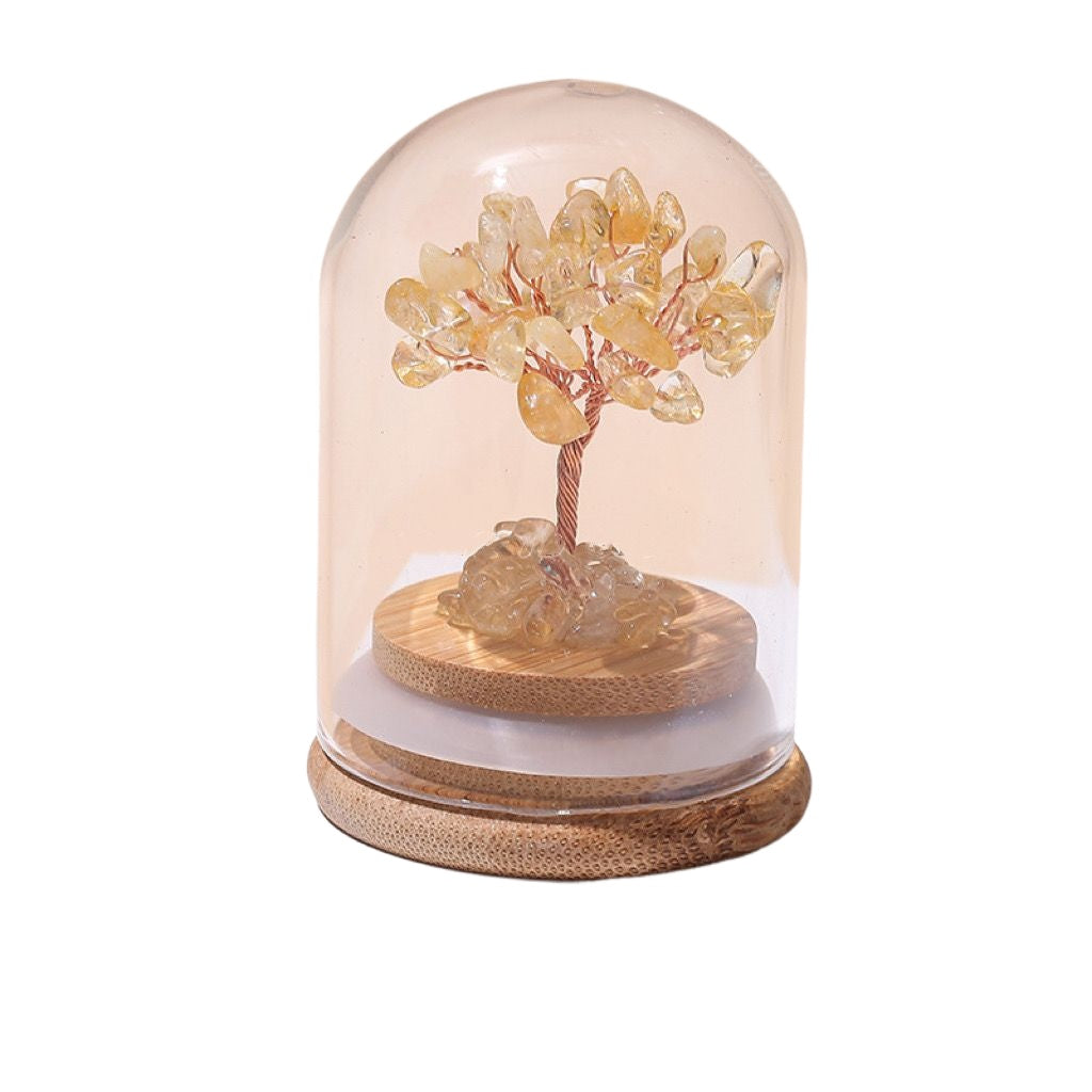 Handcrafted Natural Crystal Tree with Pink, Yellow and Purple Crystals for Abundance and Love