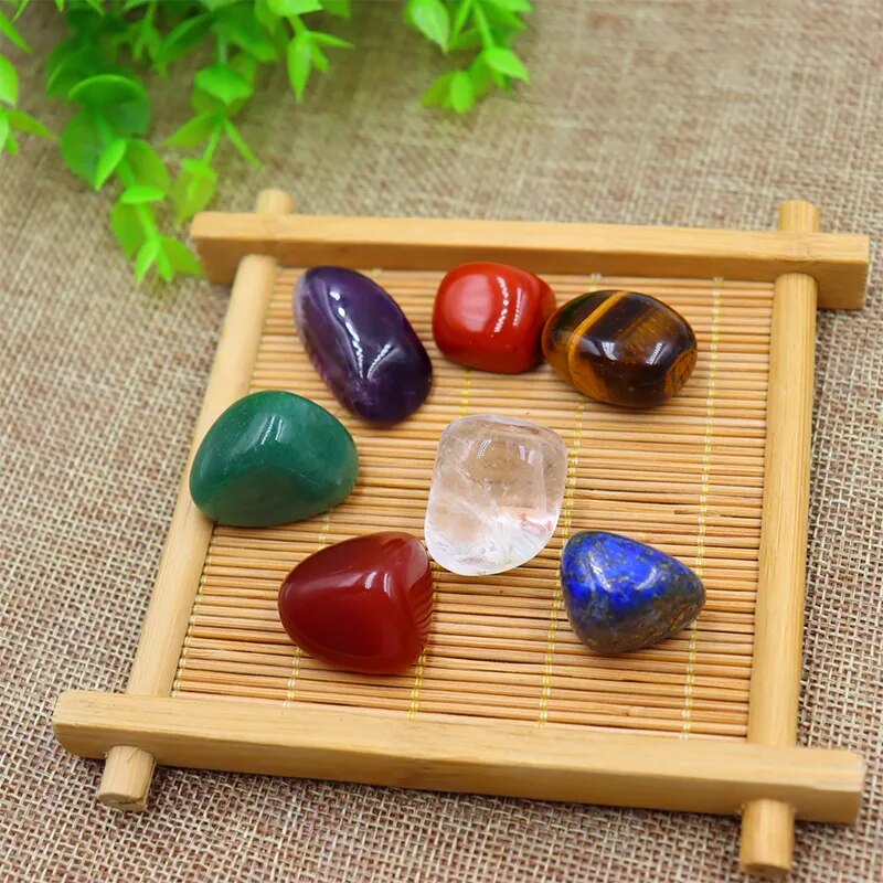 7pc/set Natural crystal Yoga Polished Energy Stone Agate Chakra Reiki Healing Home Decoration Collection Popular Stones