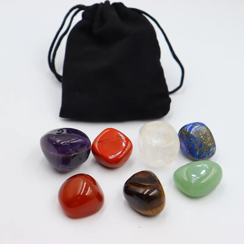 7pc/set Natural crystal Yoga Polished Energy Stone Agate Chakra Reiki Healing Home Decoration Collection Popular Stones