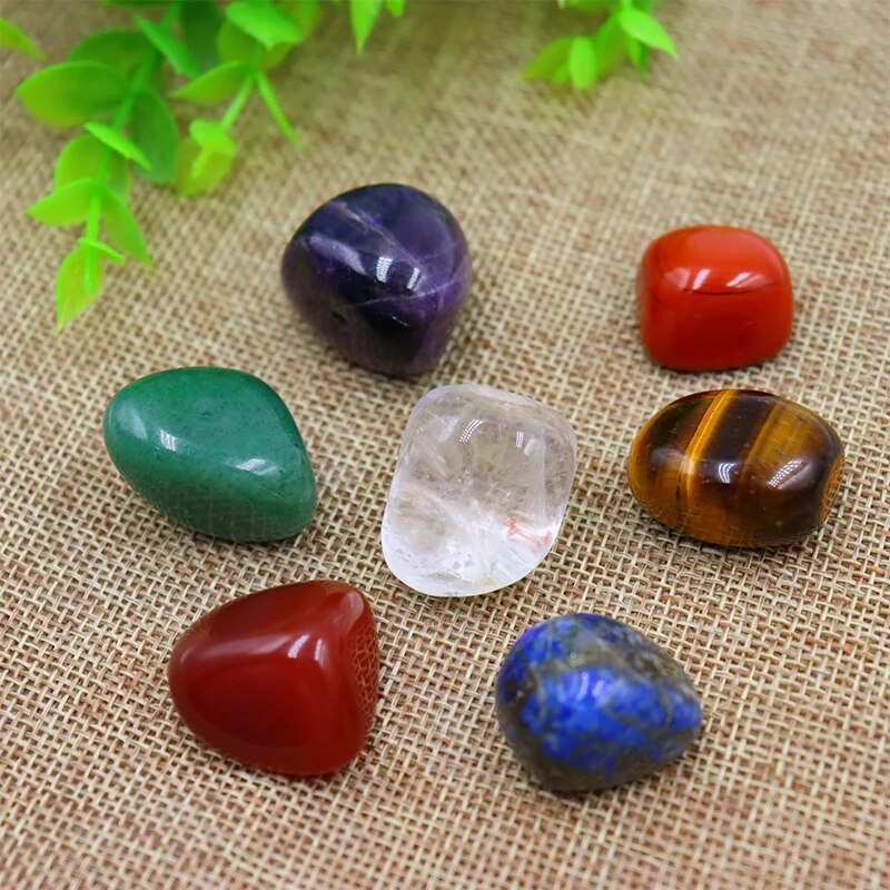 7pc/set Natural crystal Yoga Polished Energy Stone Agate Chakra Reiki Healing Home Decoration Collection Popular Stones