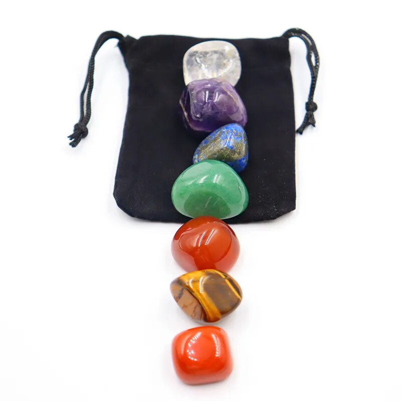 7pc/set Natural crystal Yoga Polished Energy Stone Agate Chakra Reiki Healing Home Decoration Collection Popular Stones