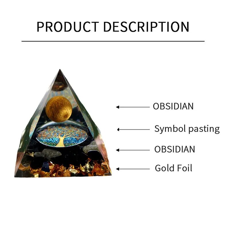 Energy Pyramid Orgonite Reiki Natural Amethyst Ball Healing Crystals Chakra Tool Ornaments Resin Stones Craft Kids Gift Pyramid