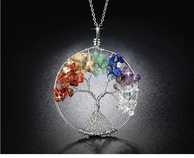 KOFSAC New Fashion 925 Silver Necklace Natural Gravel Crystal Life Tree Pendant Necklaces for Women Valentine's Day Jewelry Gift