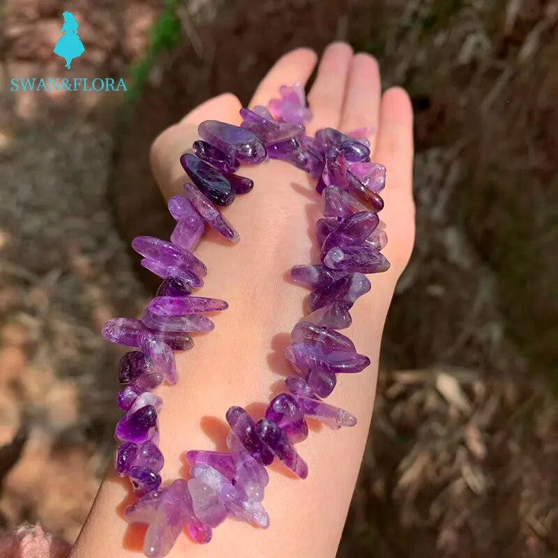 Natural Amethyst Choker Necklace  Gemstone Women High Quality Jewelry Design Handmade Irregular Jewelry Wholesale