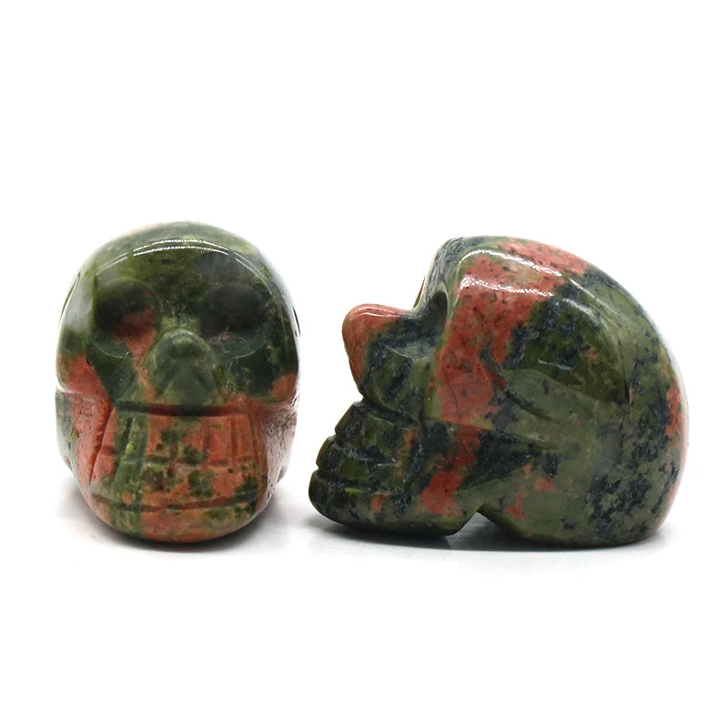 Natural Stones Crystal Skull Statue Amethyst Rose Quartz Stone Carved Energy Ore Mineral Healing Crystals Figurine Home Decor