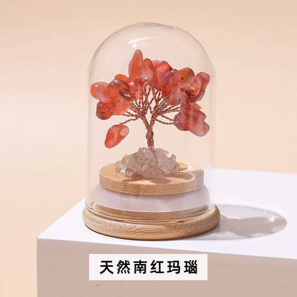 Handcrafted Natural Crystal Tree with Pink, Yellow and Purple Crystals for Abundance and Love