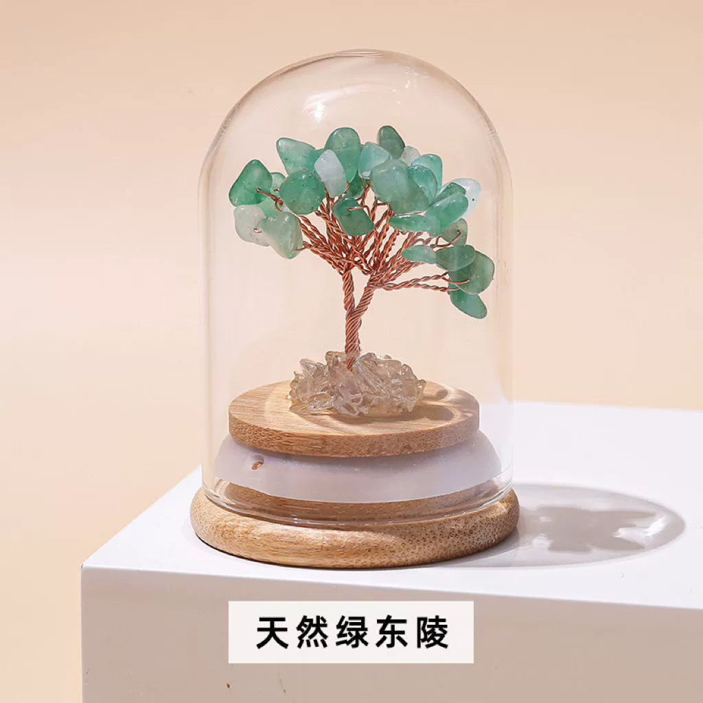 Handcrafted Natural Crystal Tree with Pink, Yellow and Purple Crystals for Abundance and Love