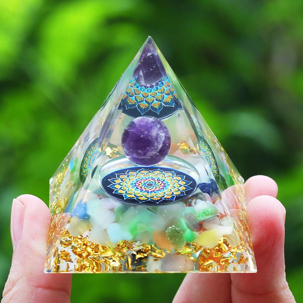 Pyramid Amethyst Natural Crystals Orgone Pyramid 6cm Healing Reiki Chakra Energy Meditation Tool Home Decor Birthday Gift