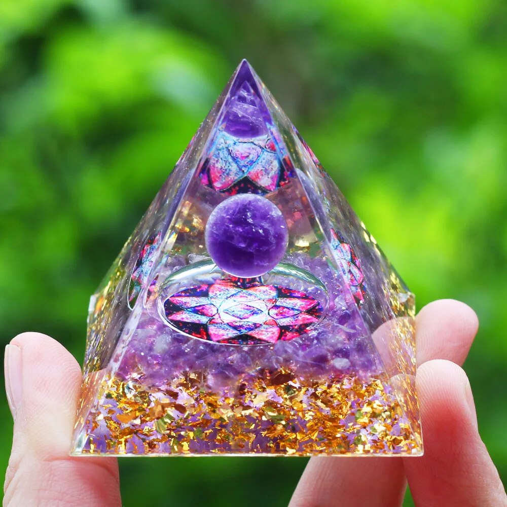 Pyramid Amethyst Natural Crystals Orgone Pyramid 6cm Healing Reiki Chakra Energy Meditation Tool Home Decor Birthday Gift