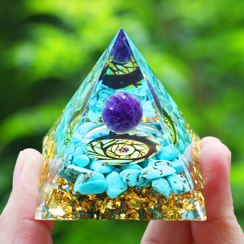 Pyramid Amethyst Natural Crystals Orgone Pyramid 6cm Healing Reiki Chakra Energy Meditation Tool Home Decor Birthday Gift
