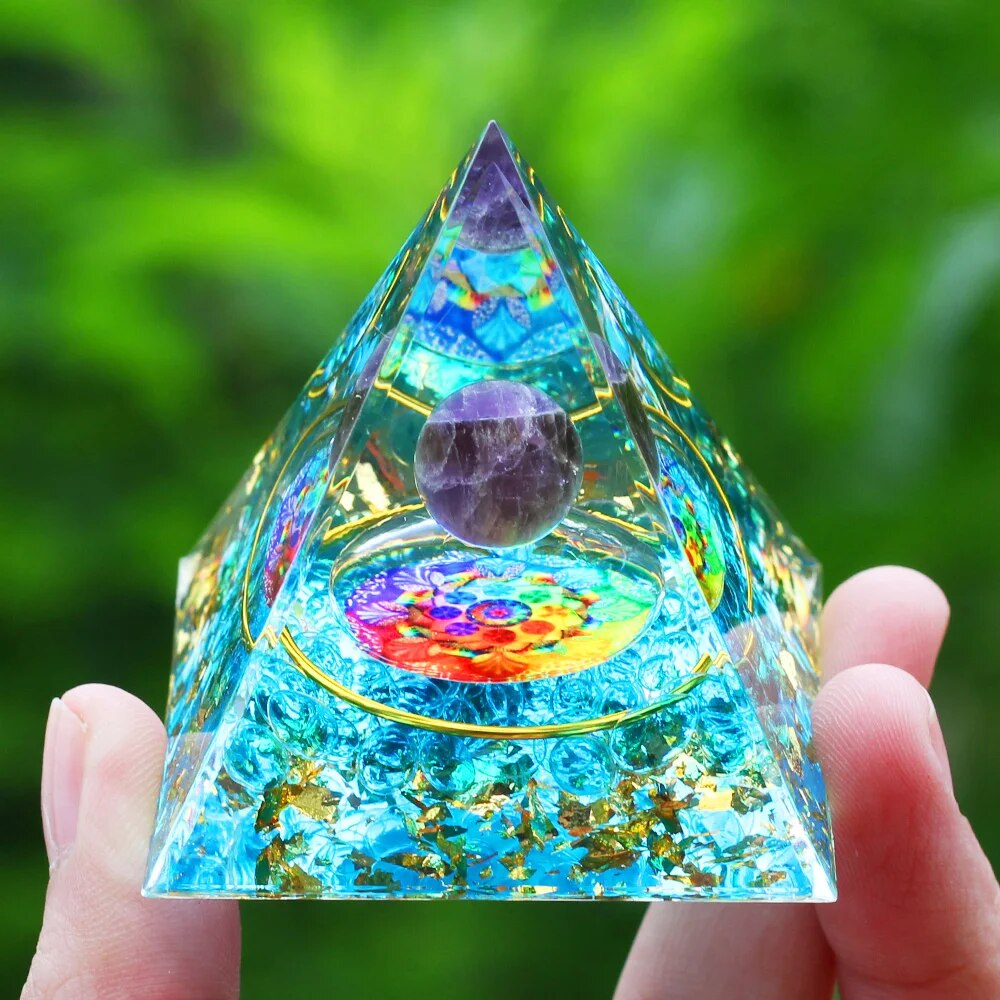 Pyramid Amethyst Natural Crystals Orgone Pyramid 6cm Healing Reiki Chakra Energy Meditation Tool Home Decor Birthday Gift