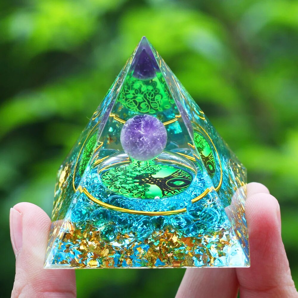 Pyramid Amethyst Natural Crystals Orgone Pyramid 6cm Healing Reiki Chakra Energy Meditation Tool Home Decor Birthday Gift