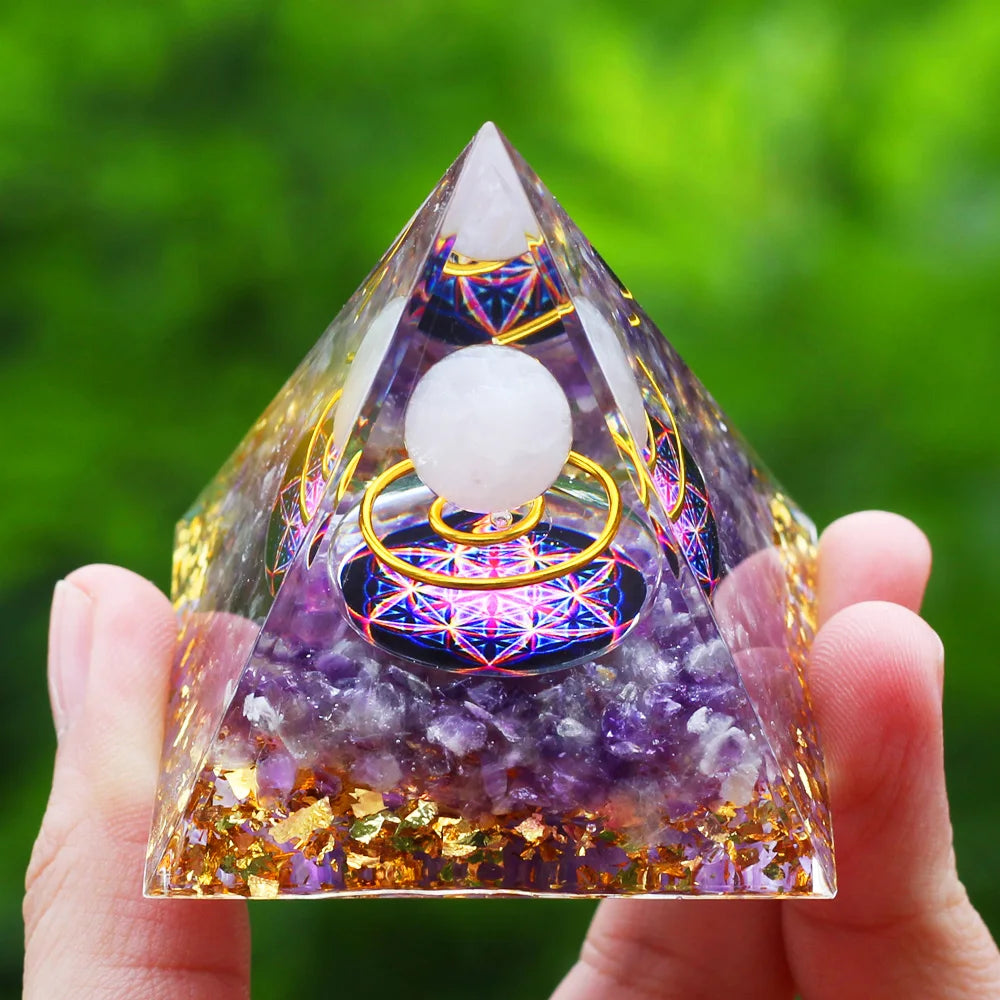 Pyramid Amethyst Natural Crystals Orgone Pyramid 6cm Healing Reiki Chakra Energy Meditation Tool Home Decor Birthday Gift