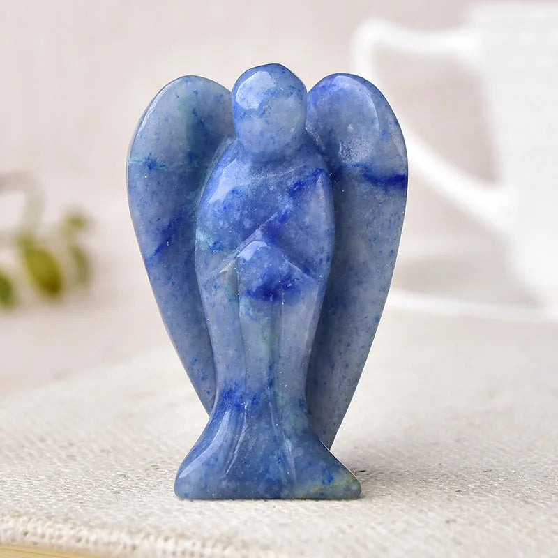 1PC Natural Crystal Guardian Angel Figurine Amethyst Rose Quartz Colorful Healing Stone Gem Craft Gift Home Decor Ornaments