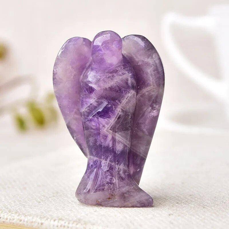 1PC Natural Crystal Guardian Angel Figurine Amethyst Rose Quartz Colorful Healing Stone Gem Craft Gift Home Decor Ornaments