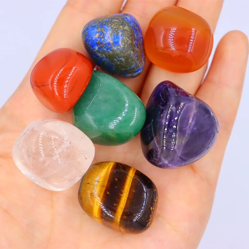 7pc/set Natural crystal Yoga Polished Energy Stone Agate Chakra Reiki Healing Home Decoration Collection Popular Stones