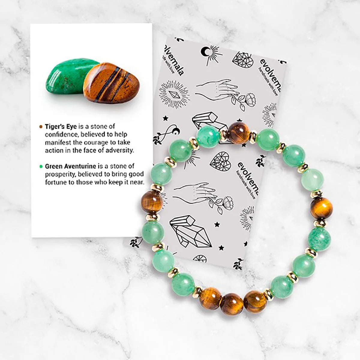 Tiger Eye & Aventurine Bracelet - Fortune & Career Energy Stone