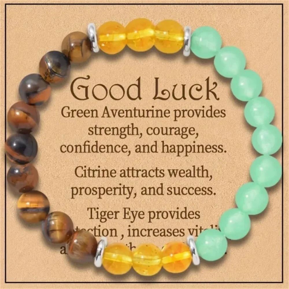 Aventurine & Tiger Eye Bracelet - Wealth & Prosperity Charm Stone