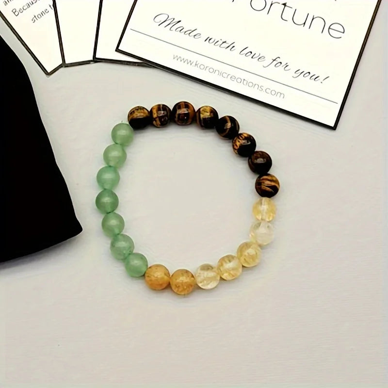 1pc/Good Luck Stone Beaded Bracelet Green Aventurine Yellow Tiger Eye Stone Relieve Stress Men Women Jewelry Gift