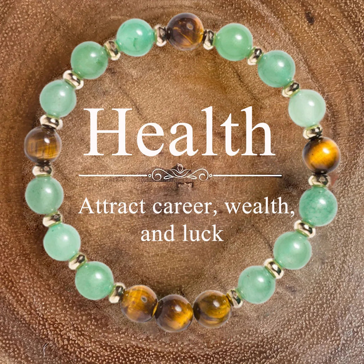 Tiger Eye & Aventurine Bracelet - Fortune & Career Energy Stone