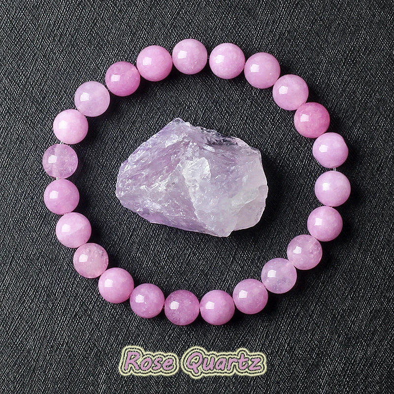 Original Rose Quartz Beads Bracelets for Women Natural Stone Pink Quartz Crystal Amethyst Fluorite Beaded Bracelet Sweet Jewelry